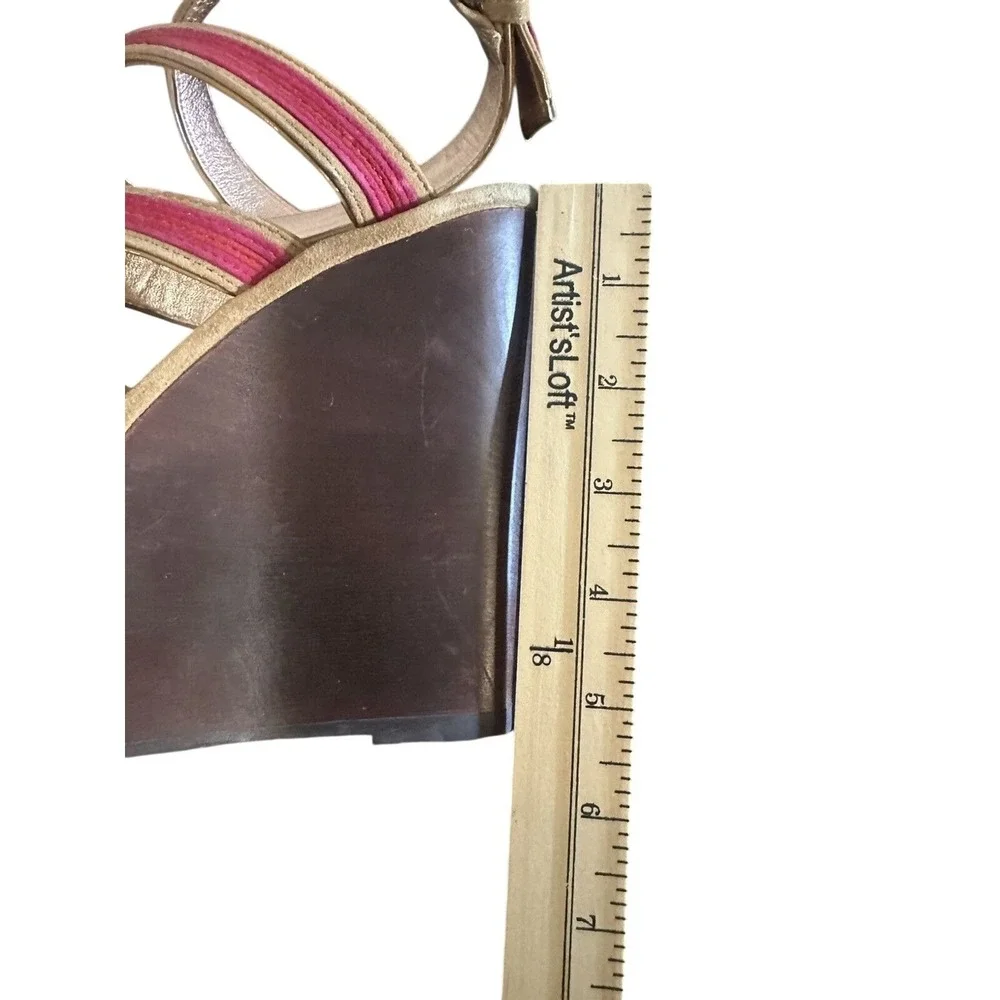 *RARE* Marc by Marc Jacobs Wedge Platform Pink Red Strappy‎ Sandals Heels 8
